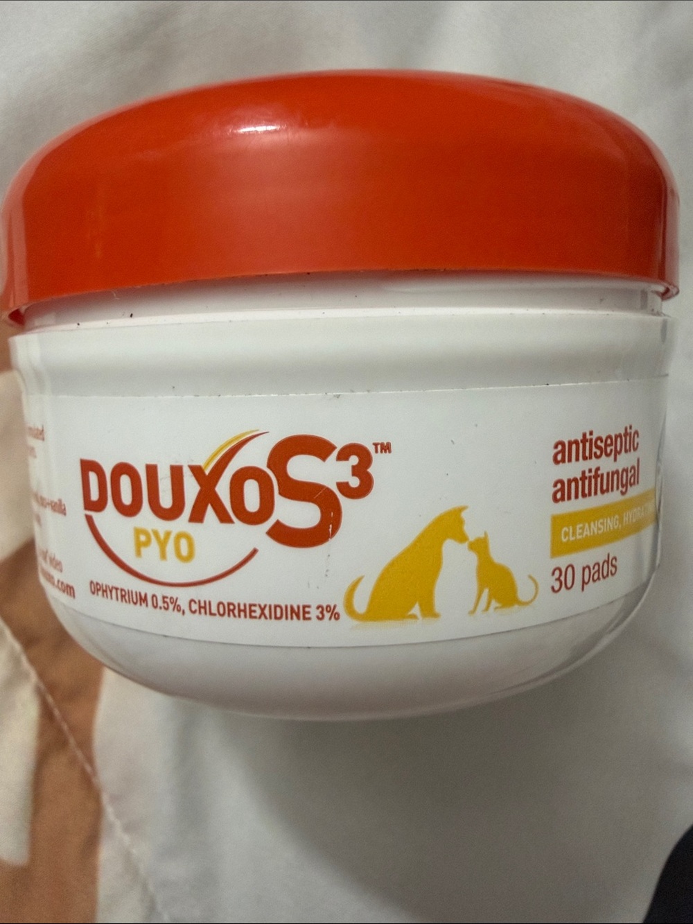 DOUXO S3 PYO Antiseptic Antifungal Pet Pads - White & Orange